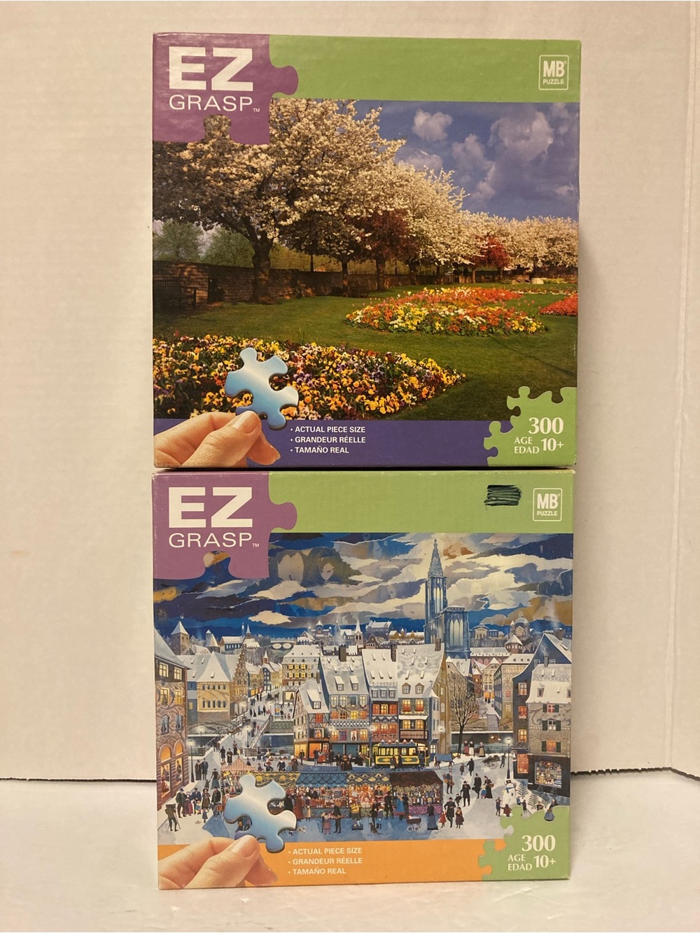 Lot Of 2 MB 300 Piece Jigsaw Puzzles EZ Grasp Larger Piece Complete 2007